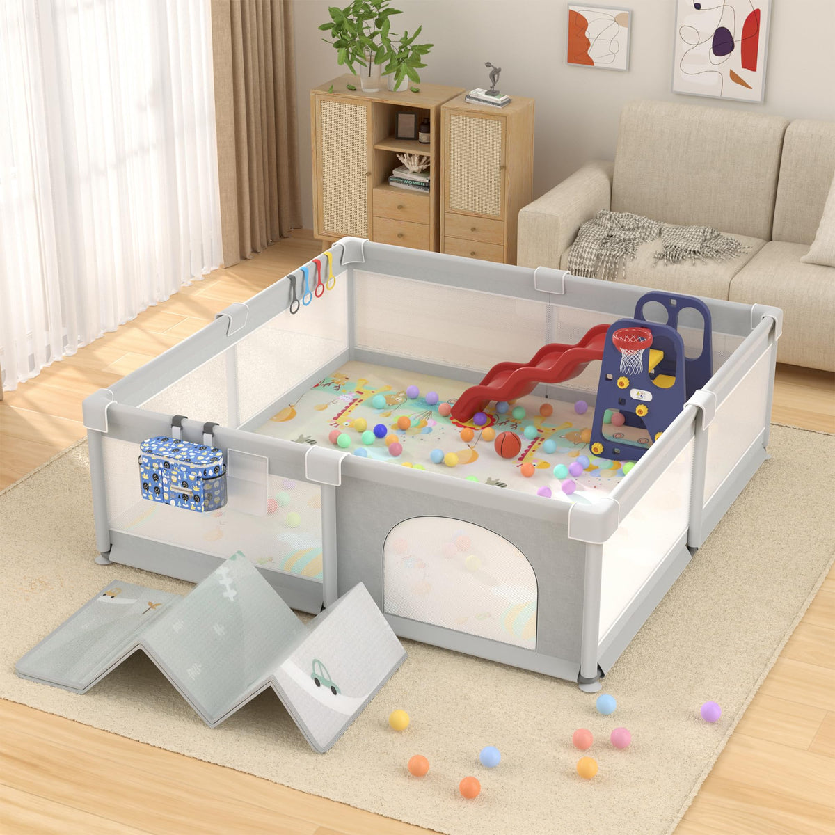 LUTIKIANG playpen mat upgraded LDPE provides a safe, cushioned surface for babies.