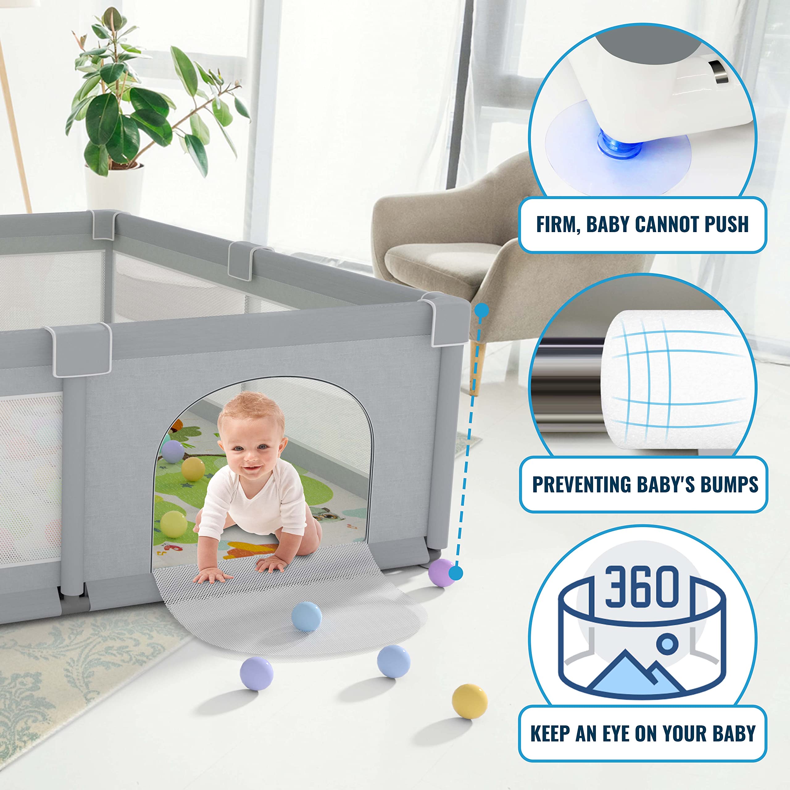 LUTIKIANG playpen assembled without tools for quick setup and convenience.