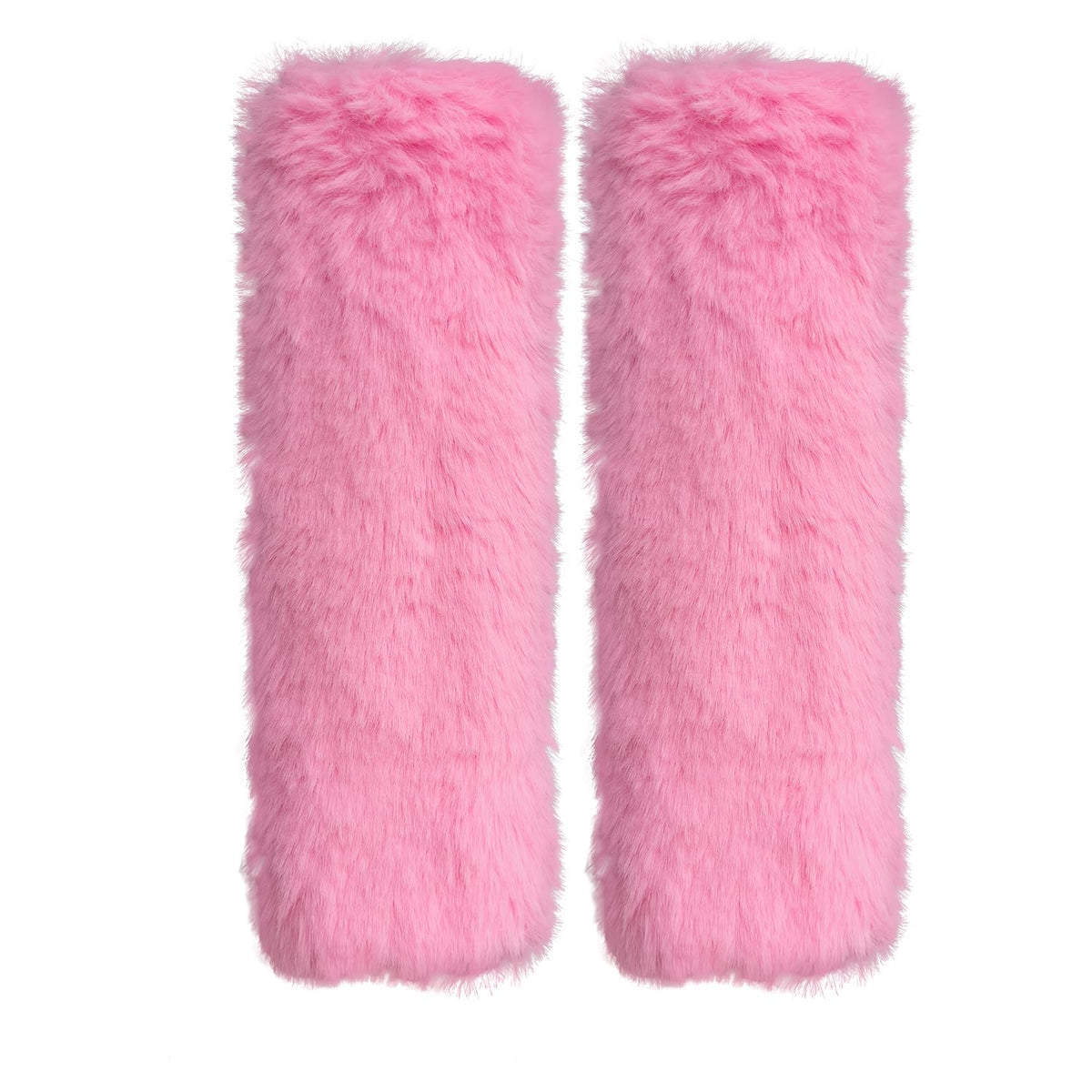 Lutoku 2-pack pink plush seatbelt covers, front view, enhance kid comfort during car rides.