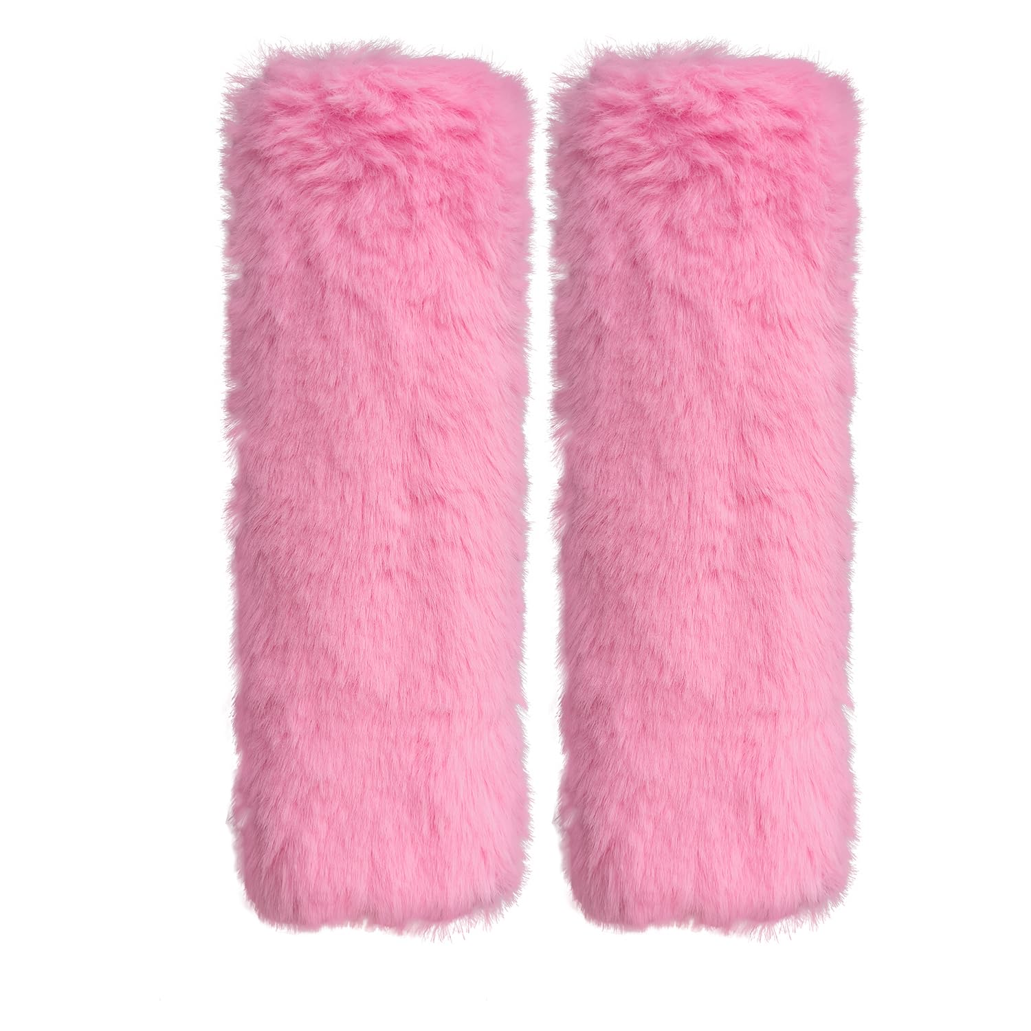 Lutoku 2-pack pink plush seatbelt covers, front view, enhance kid comfort during car rides.