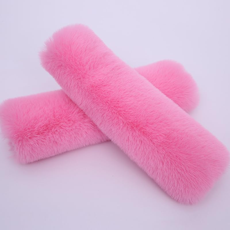 Lutoku pink seatbelt covers on stroller and car seat, easy on-the-go comfort.