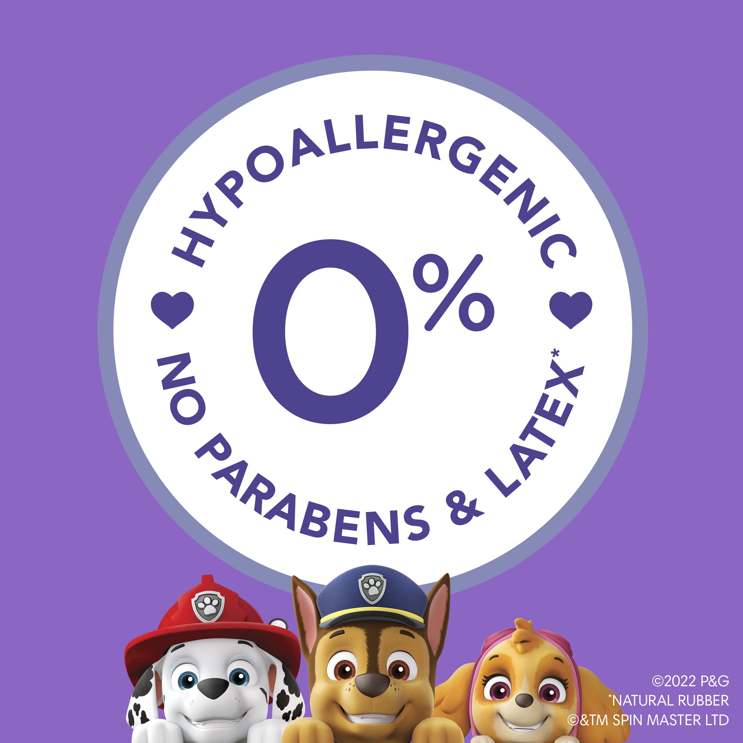 Luvs 100% hypoallergenic diapers with no latex support gentle baby skin.