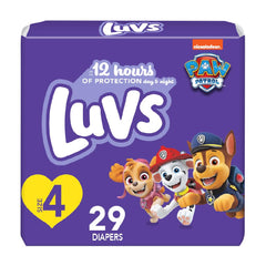 Luvs Paw Patrol design on packaging signals reliable protection for busy days.