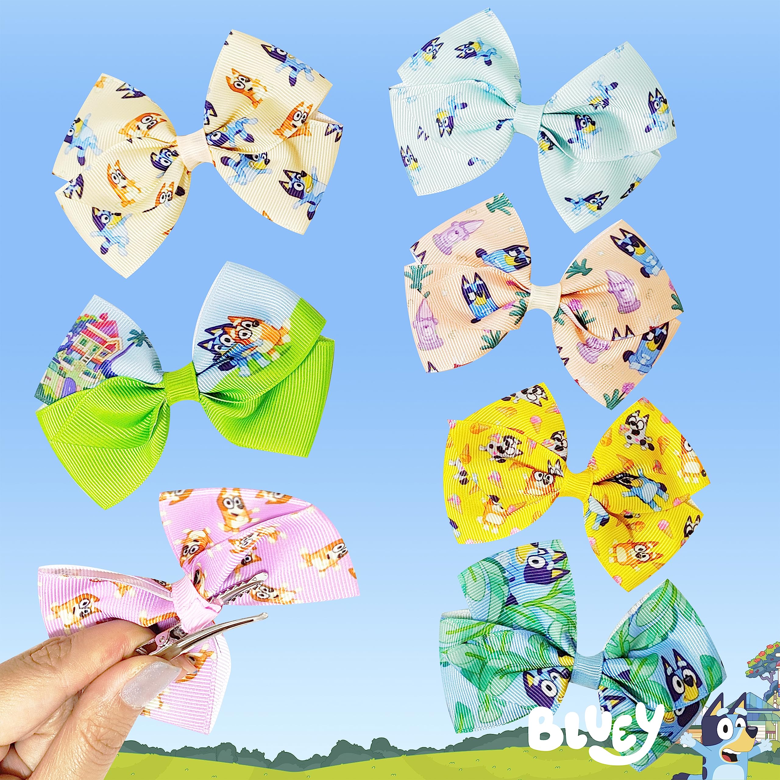 Luv Her Bluey hair bows in 4-inch size suit various hair types