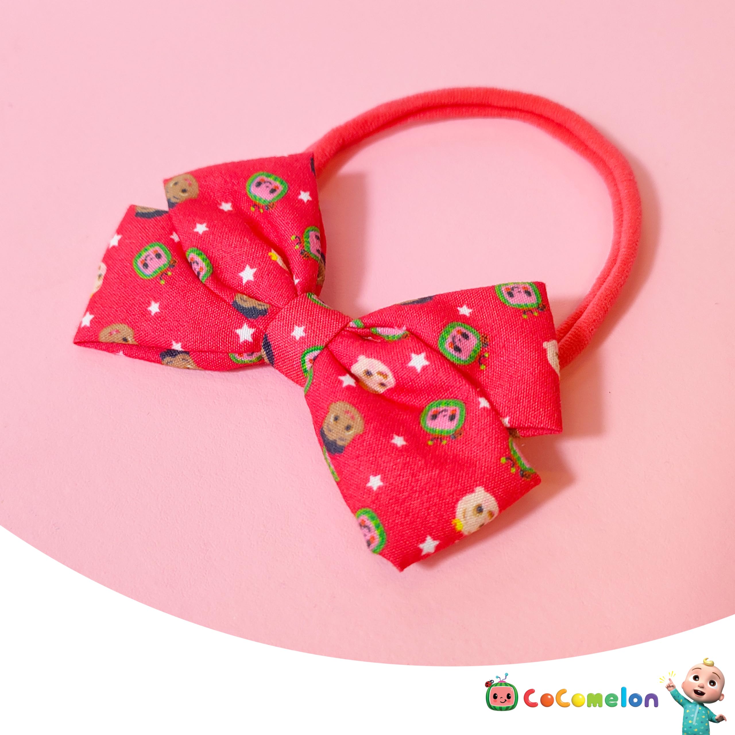 LUV HER cocomellon bow on infant highlighting cute character design and adjustable fit