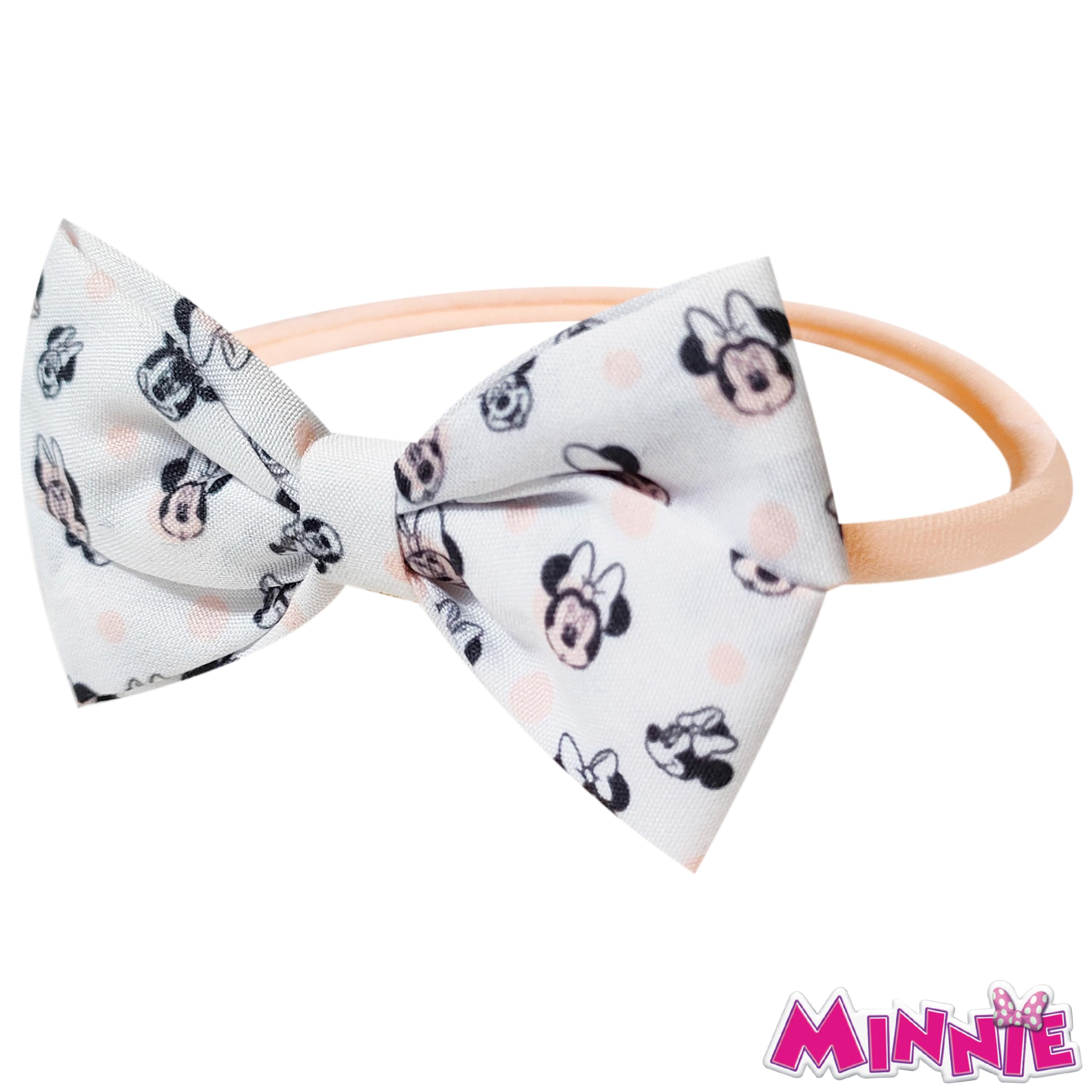 LUV HER Minnie bow on soft pink elastic strap adds colorful outfit accents for babies