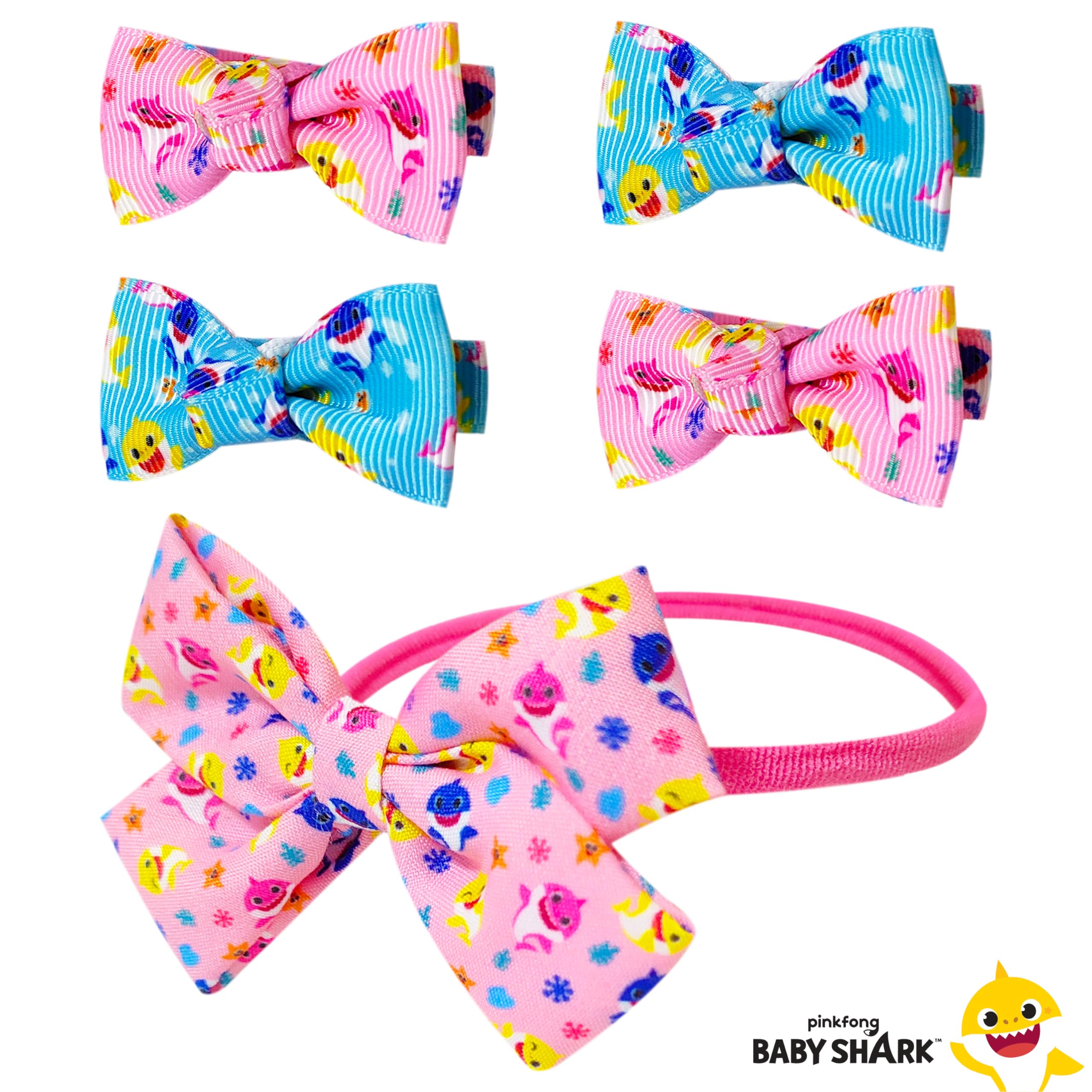 LUV HER pink shark print bow close-up perfect for baby photos