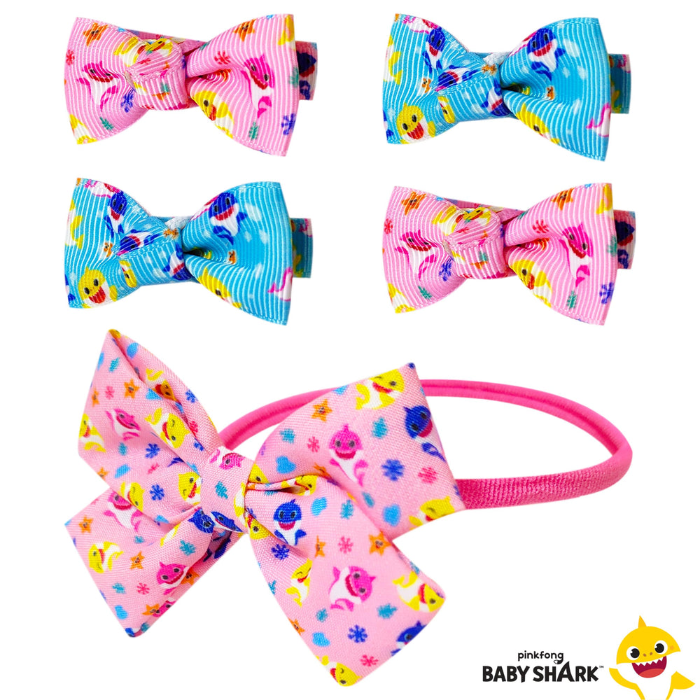 LUV HER pink shark print bow close-up perfect for baby photos