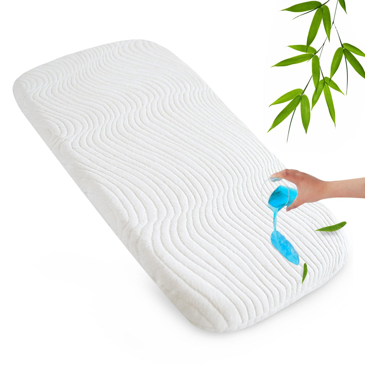 Luv4babe bassinet mattress cover folded, showing compact storage and premium fabric.