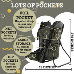 Luvdbaby hiking baby carrier insulated bottle pocket keeps drinks accessible on hikes.