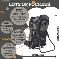 Luvdbaby carrier features removable sun visor for shade on sunny trails