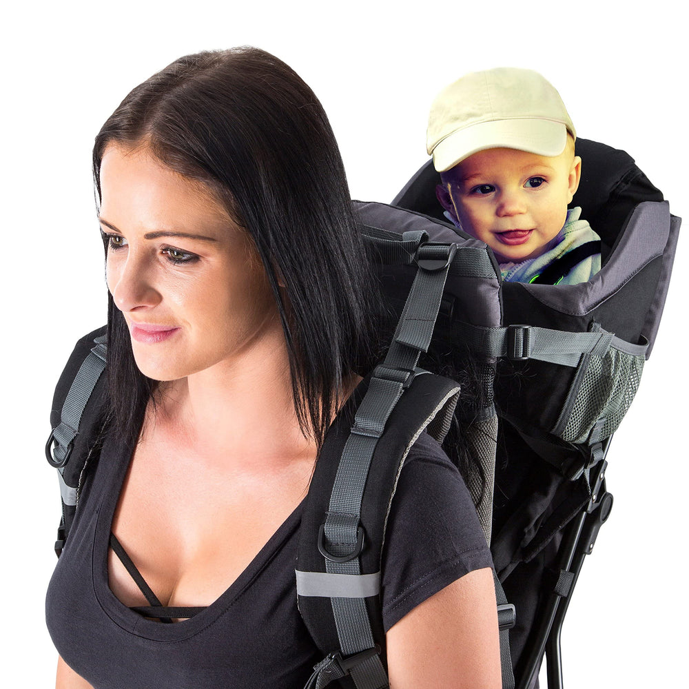 Luvdbaby carrier with safety straps highlights secure travel on hikes