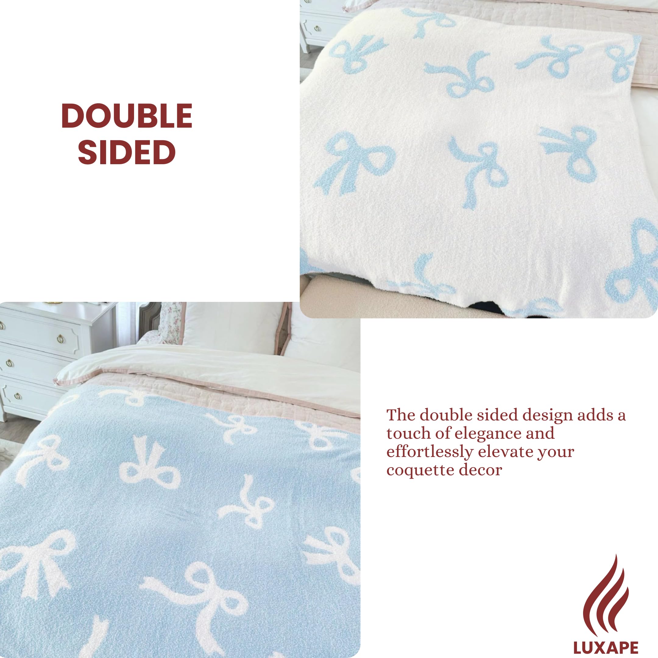 Luxape Bow Blanket nursery decor mood shot highlights charming bow design.