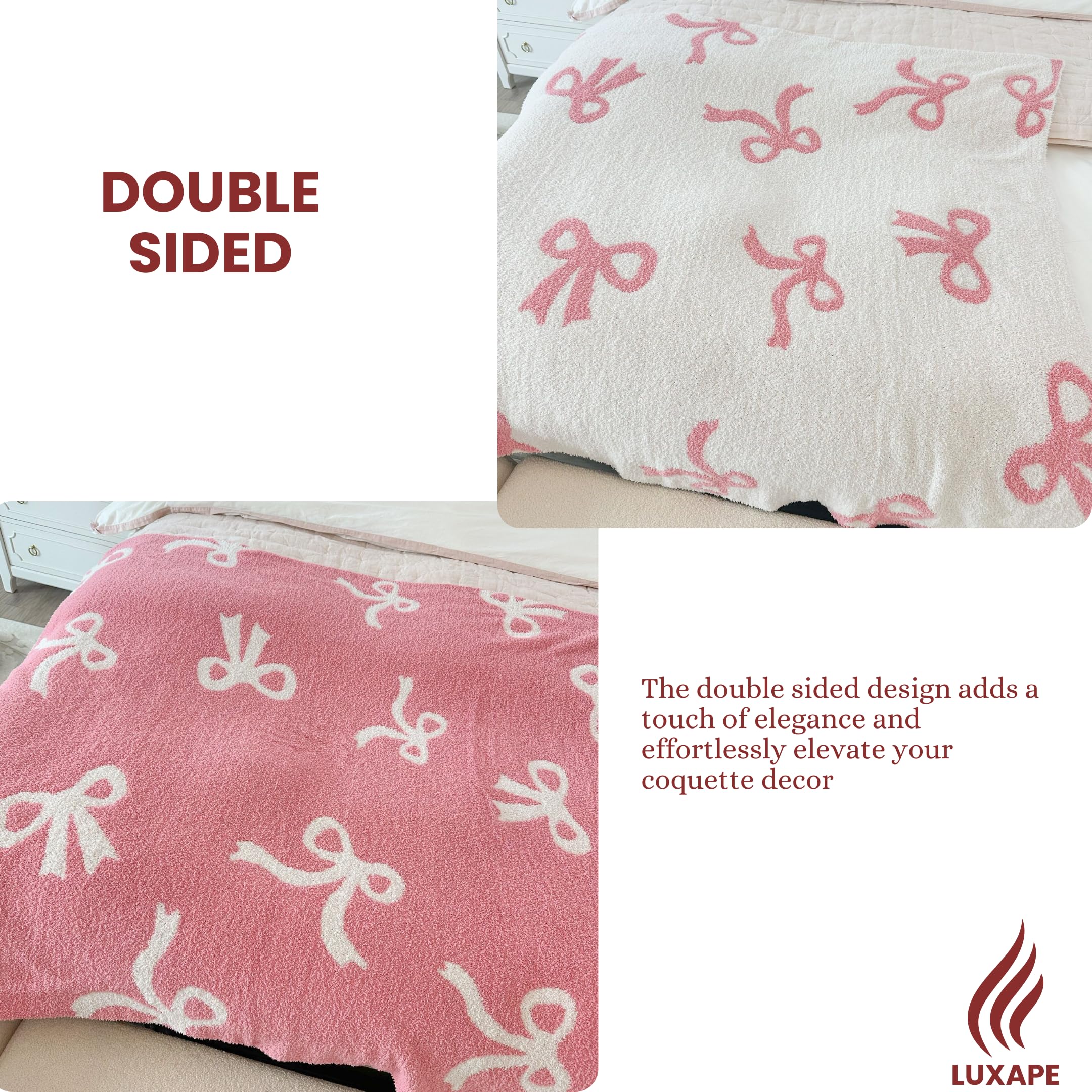 Luxape Bow Blanket pink bows crib comfort for nap times