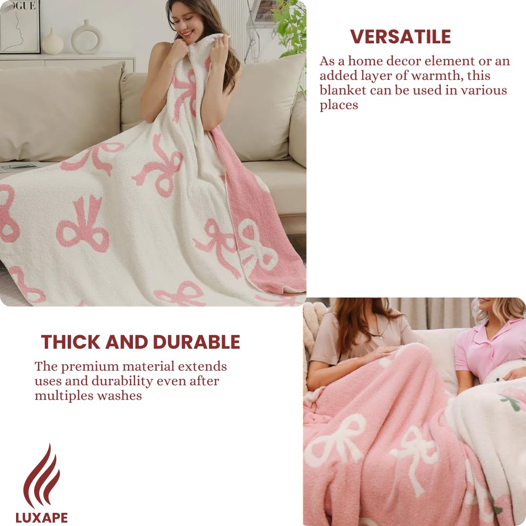 Luxape Bow Blanket pink bows gift-ready packaging for baby showers