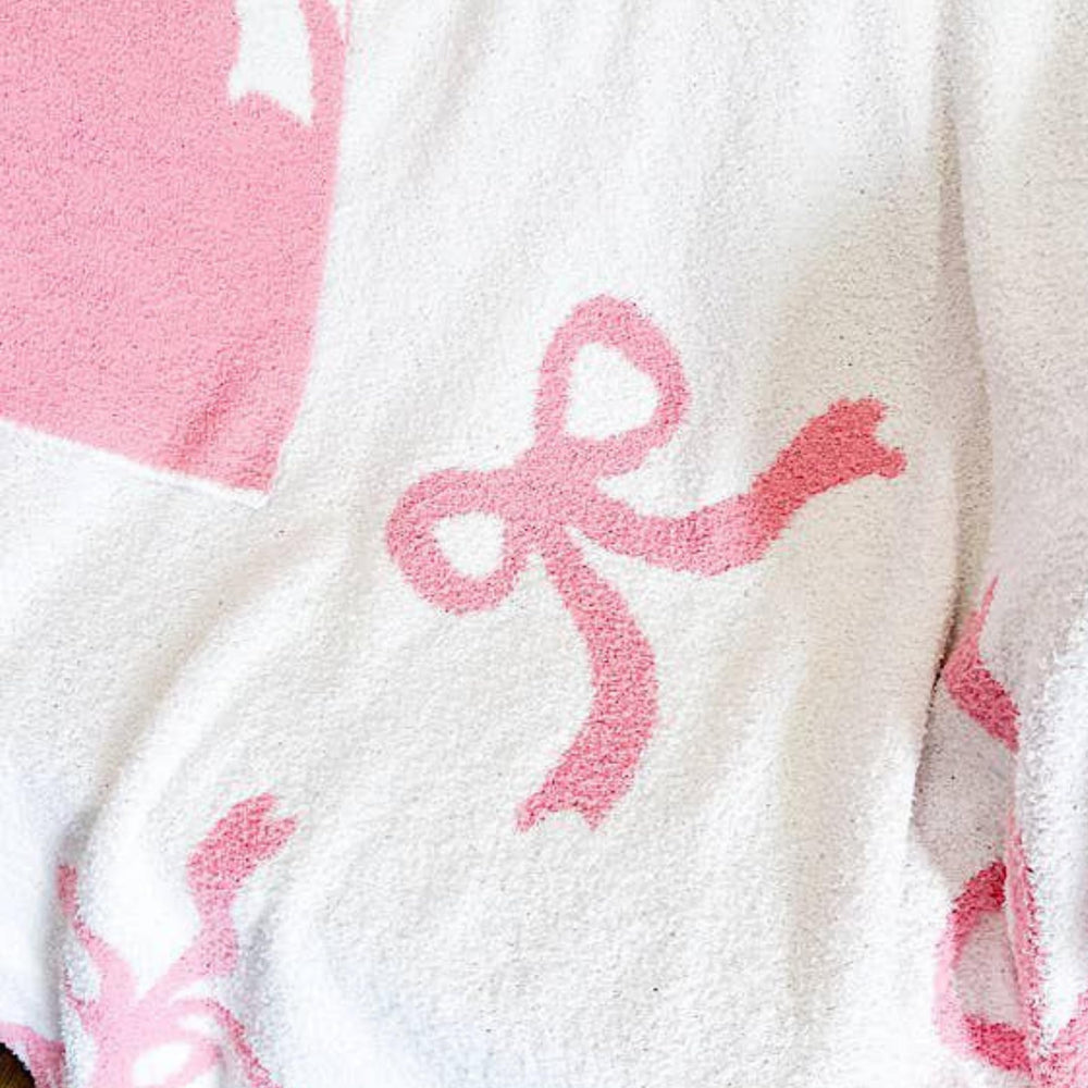 Luxape Bow Blanket pink bows hypoallergenic soft polyester for sensitive skin