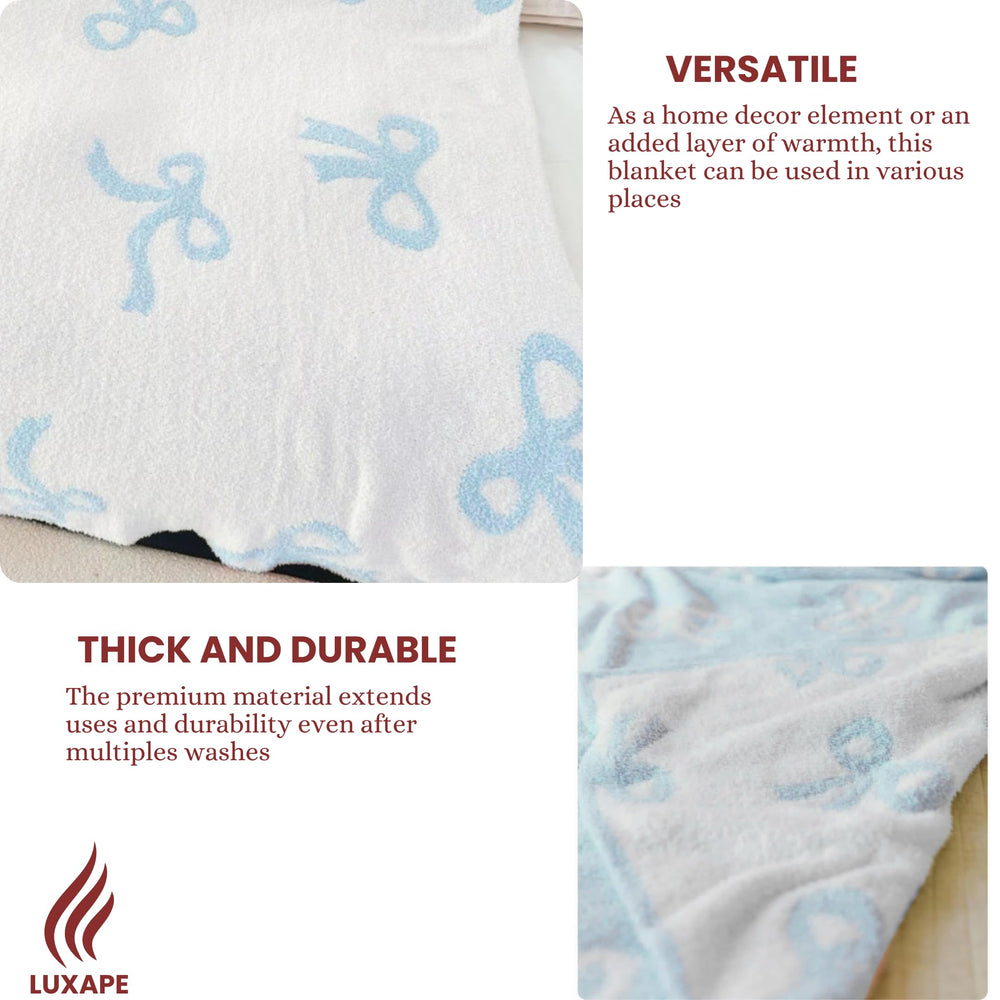 Luxape Bow Blanket reversible design with two sides for varied style.