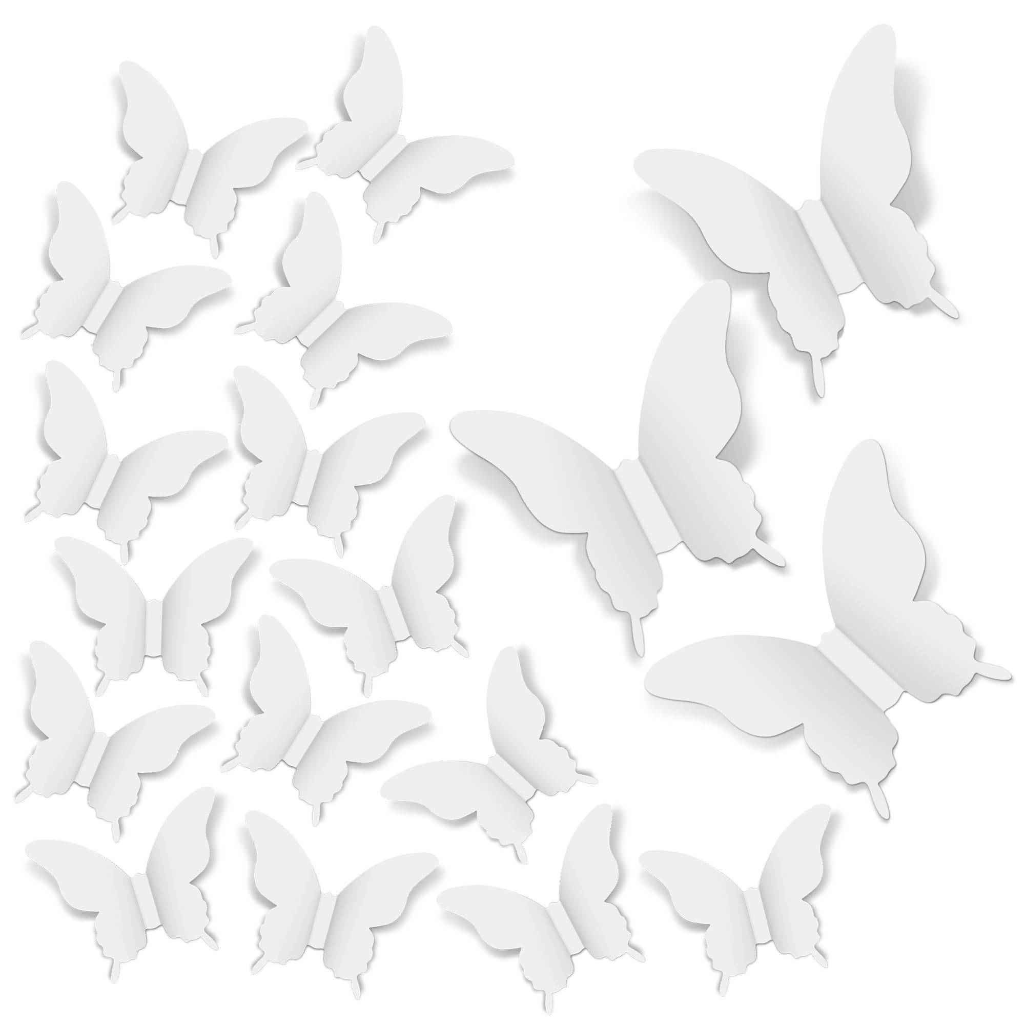 Luxbon 100pcs white butterfly decor set close-up with soft matte finish for nursery walls.