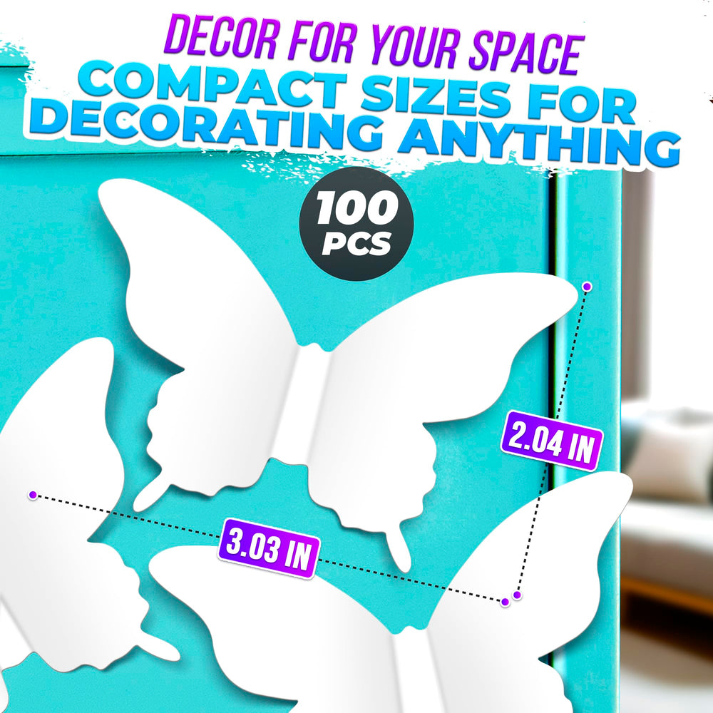 Luxbon white butterfly wall decals arranged in a bedroom for a light, dreamy mood.