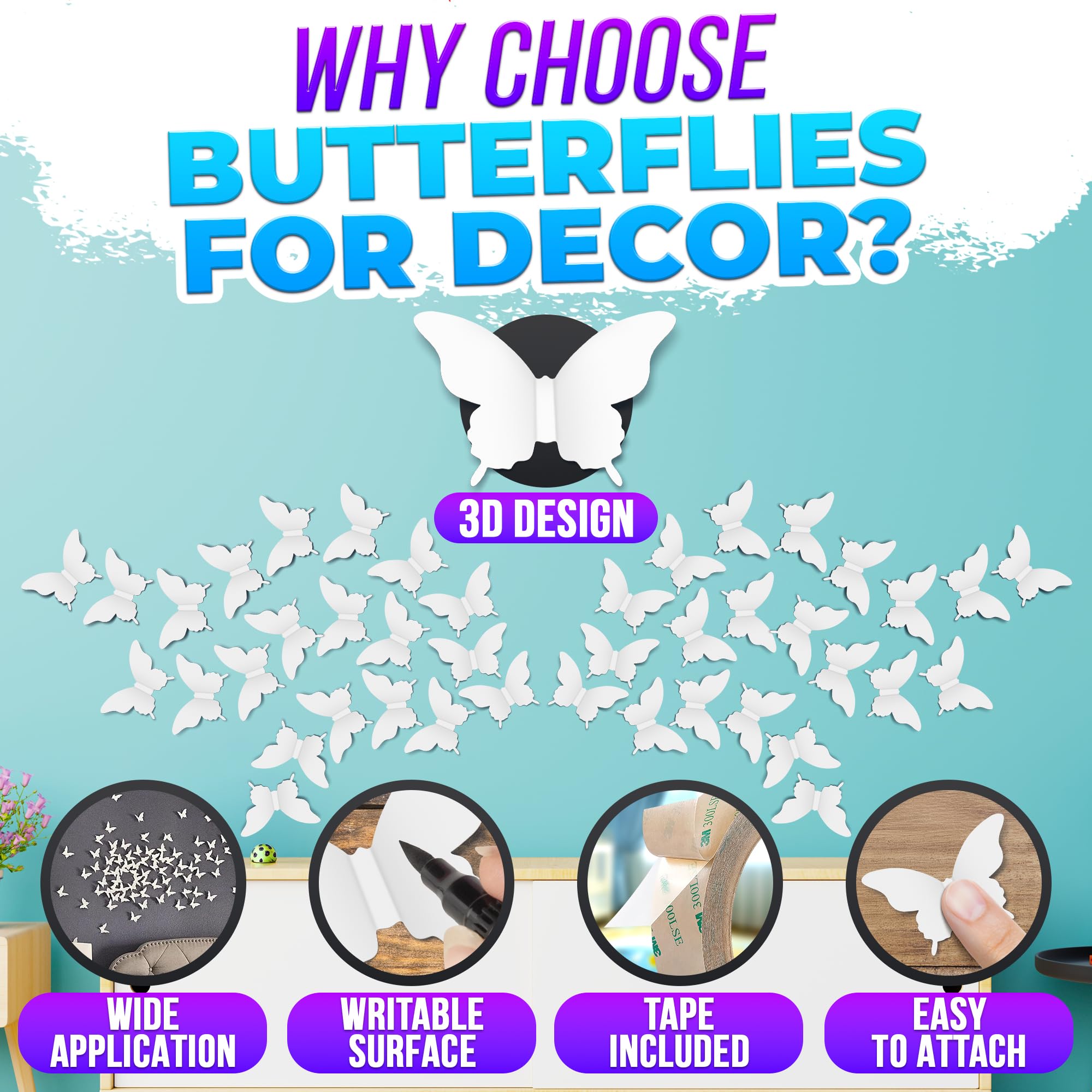 Luxbon butterfly decals on glass demonstrate simple removal without residue.