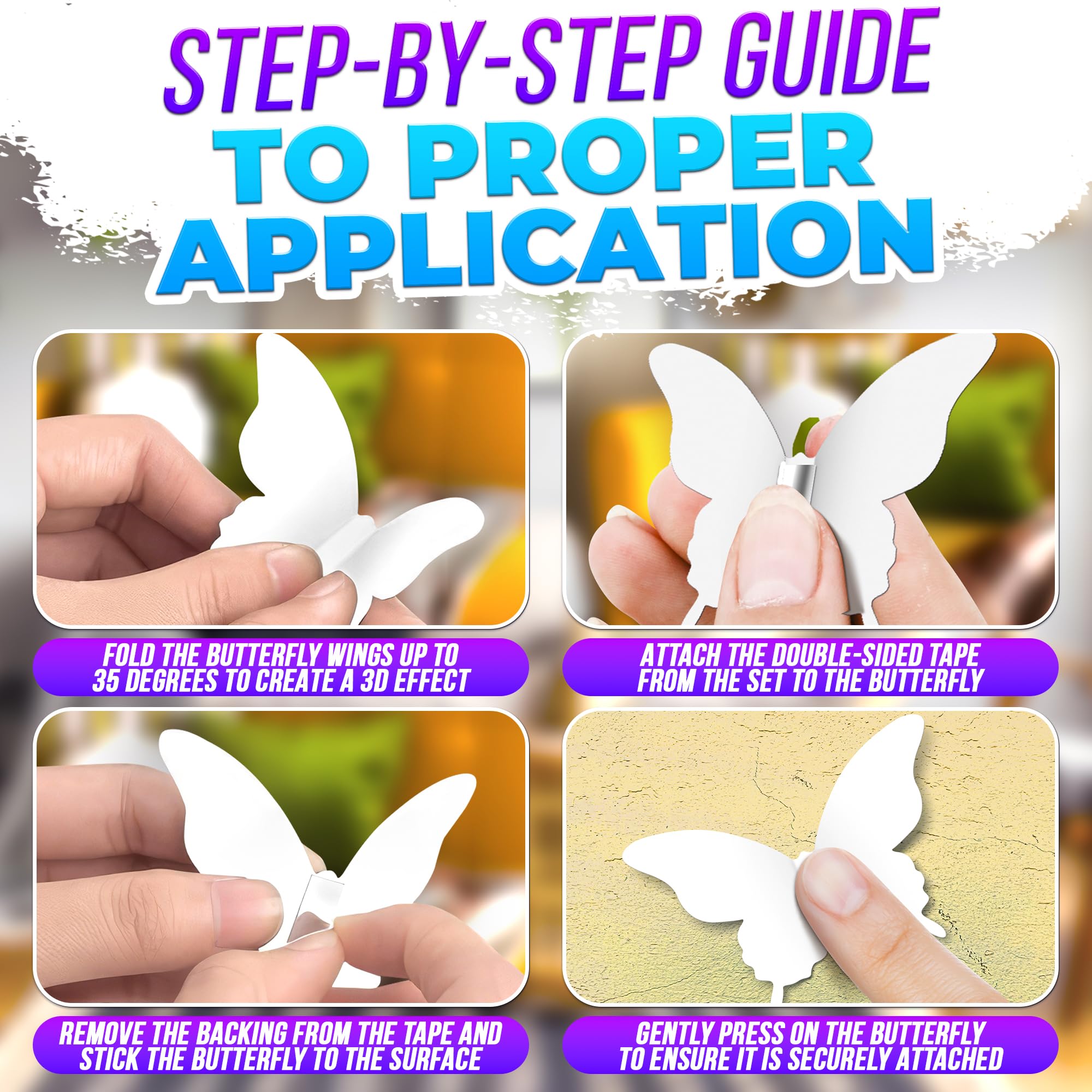 Luxbon 100pcs white butterflies with durable adhesive base enable versatile craft or wall decor.