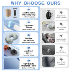 Luxiglo inflatable airplane bed with pump attachment inflates quickly for trips.