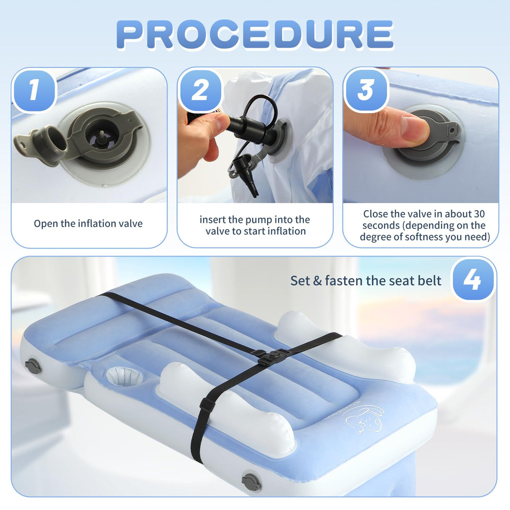 Luxiglo travel bed forms flat surface to reduce leg fatigue and rest easier.