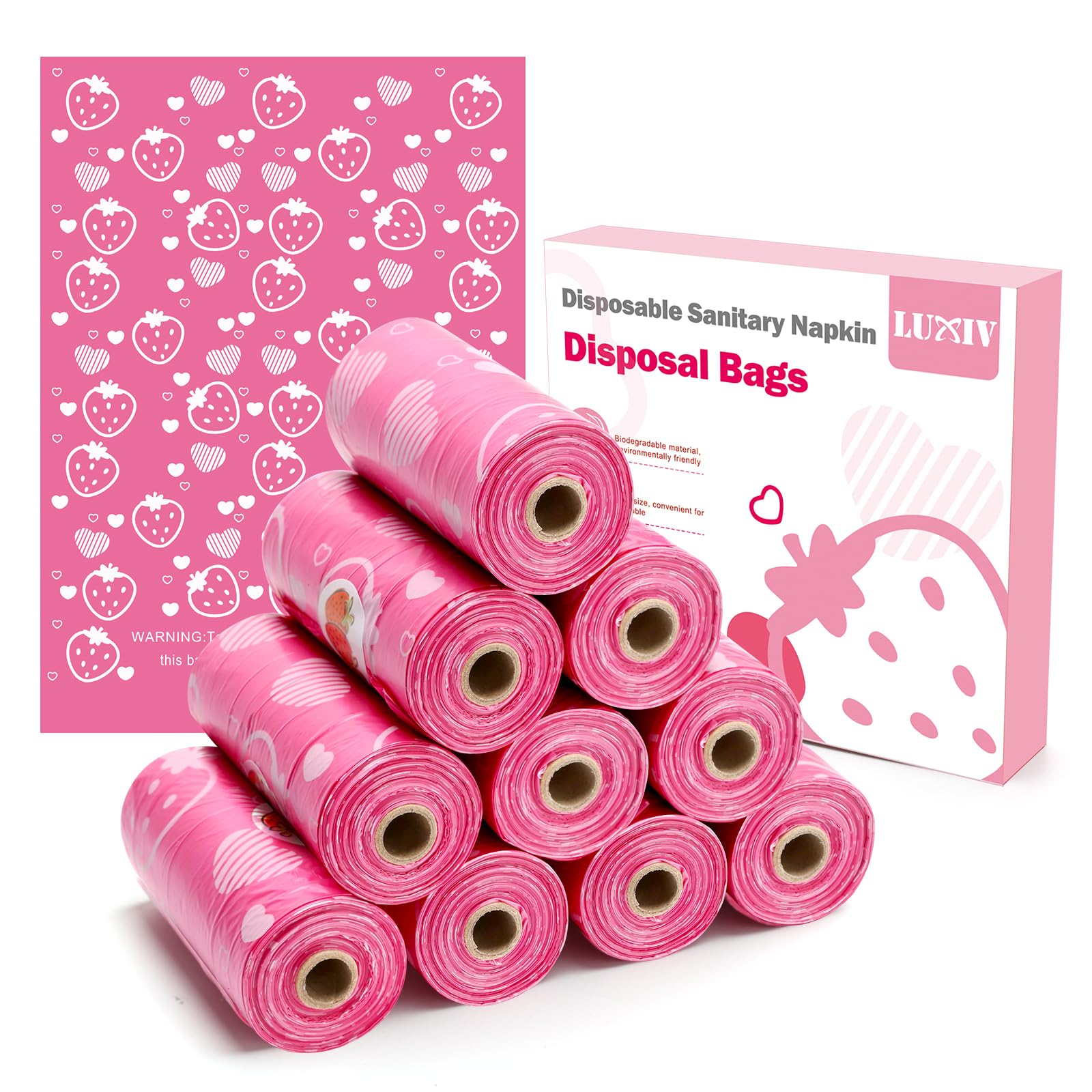 Luxiv pink sanitary disposal bags packaging for discreet storage