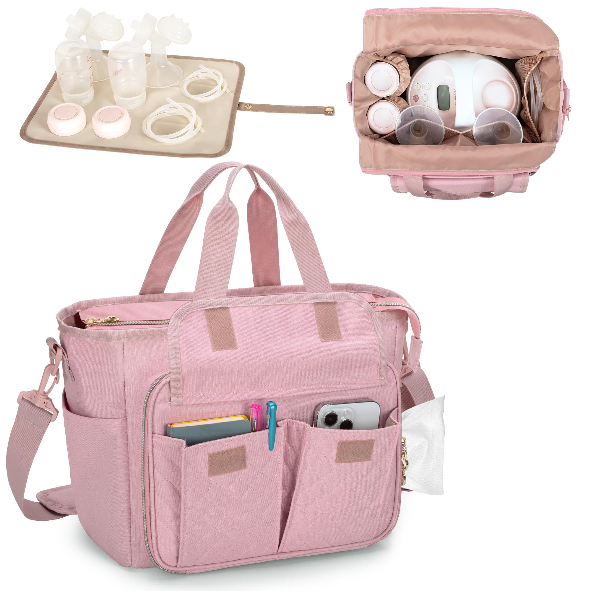 LUXJA breast pump bag exterior shows durable construction for reliable daily transport