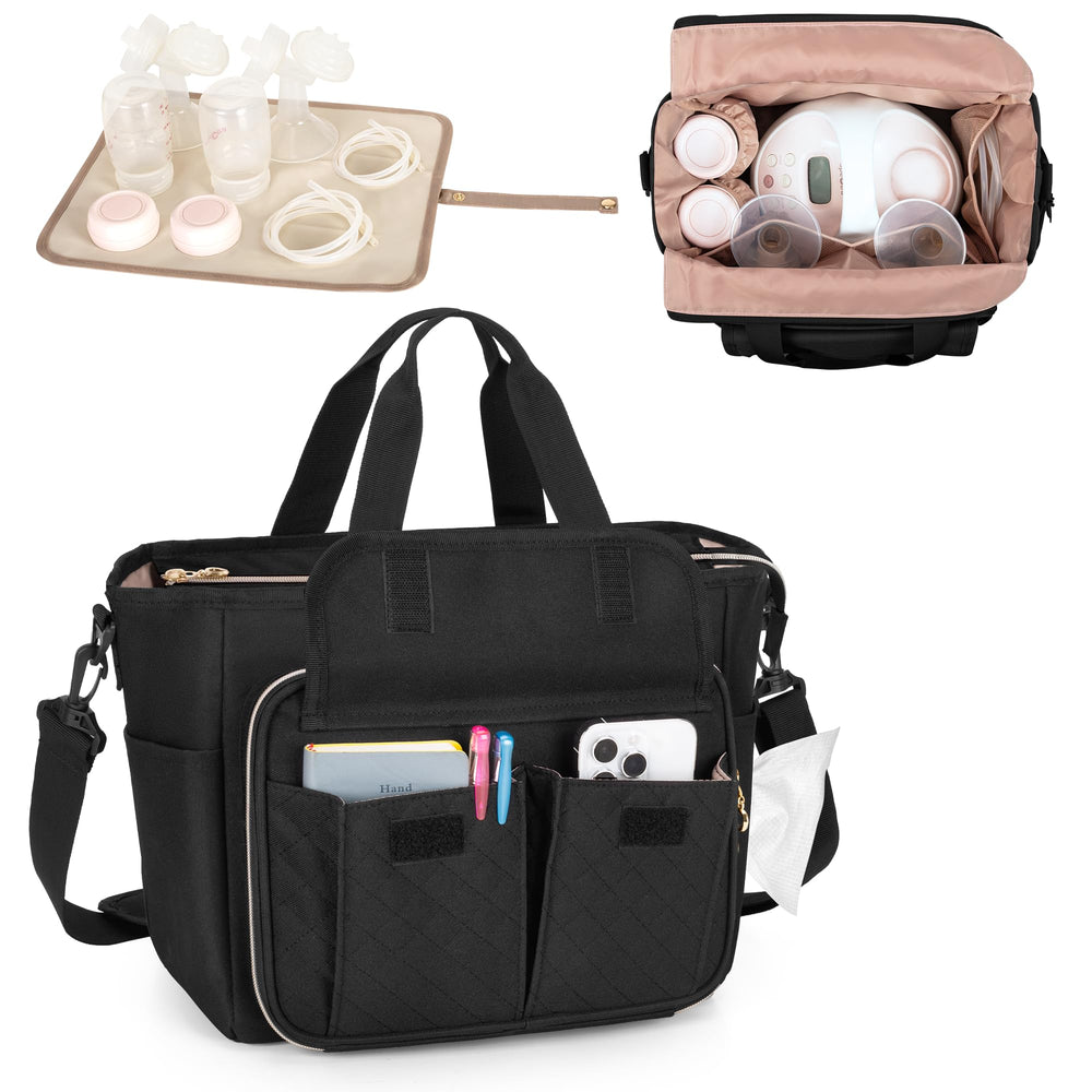 LUXJA breast pump bag main compartment keeps Spectra S1/S2 secure during travel.