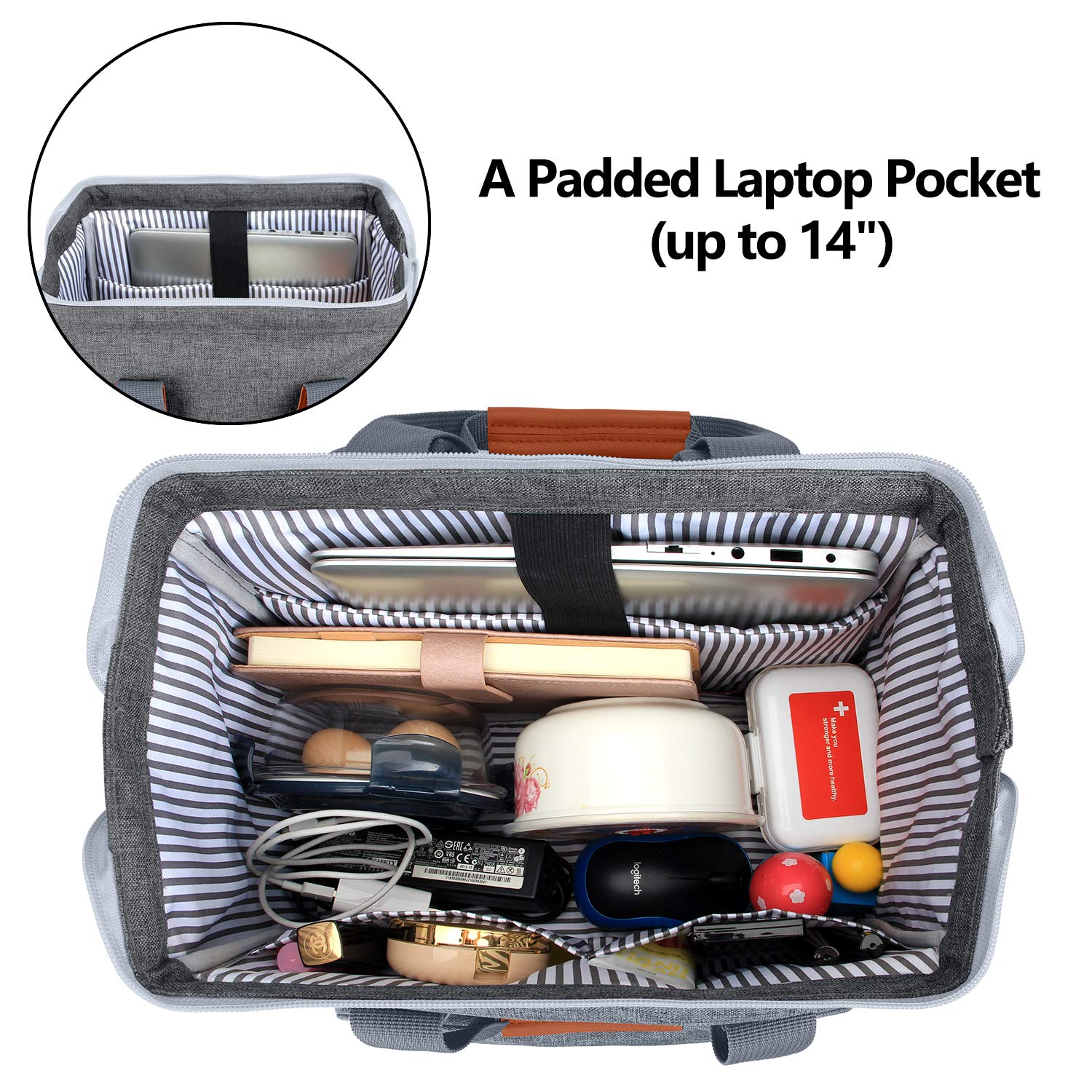 LUXJA breast pump bag padded laptop pocket protects electronics.