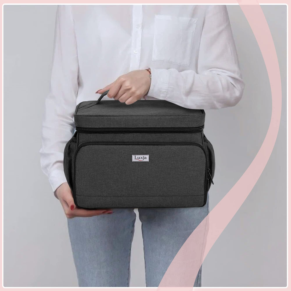 Luxja side pockets hold power cord, tissues, and milk storage bags neatly.