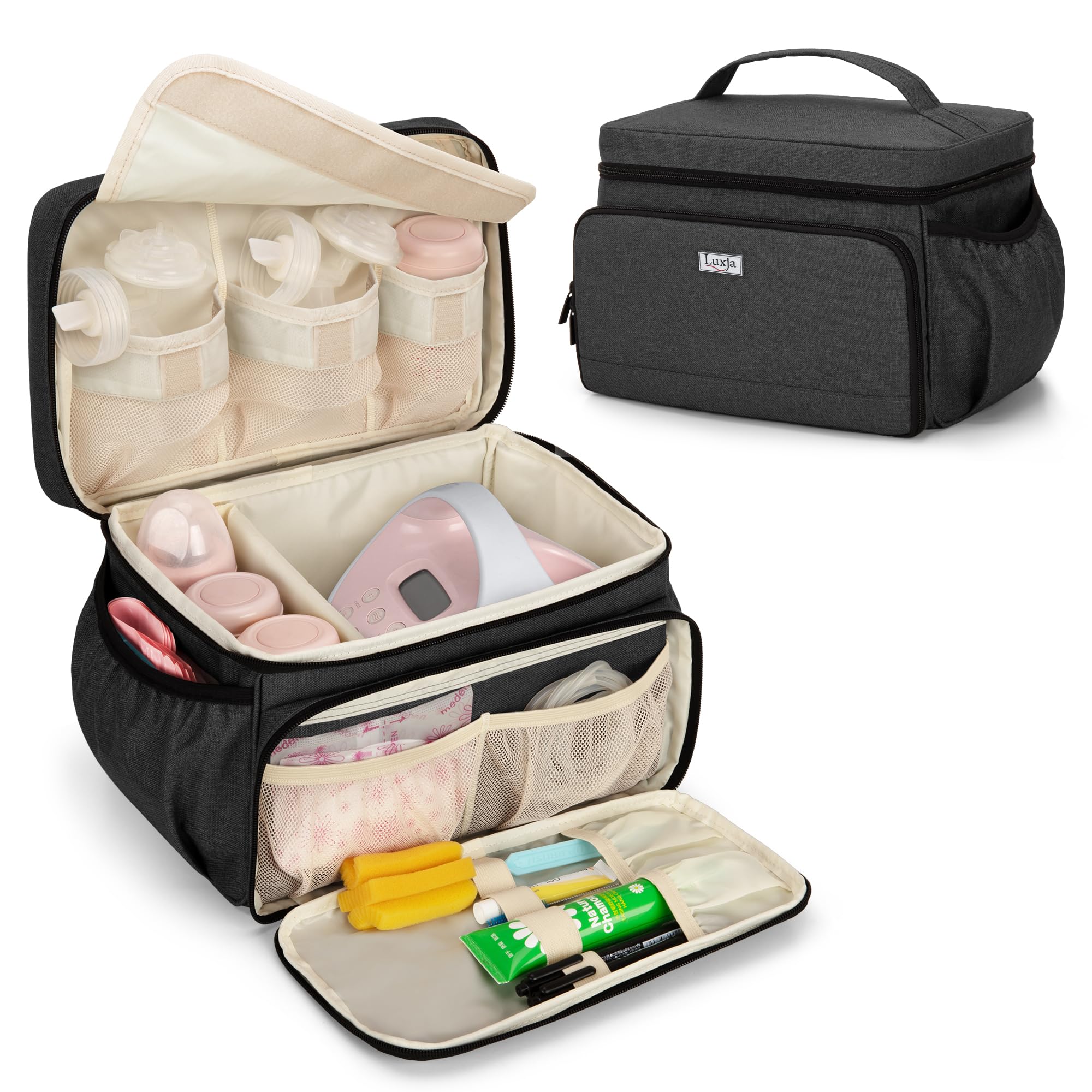 Luxja breast pump bag for Spectra S1 keeps pump and accessories organized for on-the-go pumping.