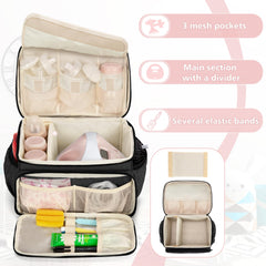 Luxja breast pump bag for Spectra S2 keeps pump and parts organized during travel.