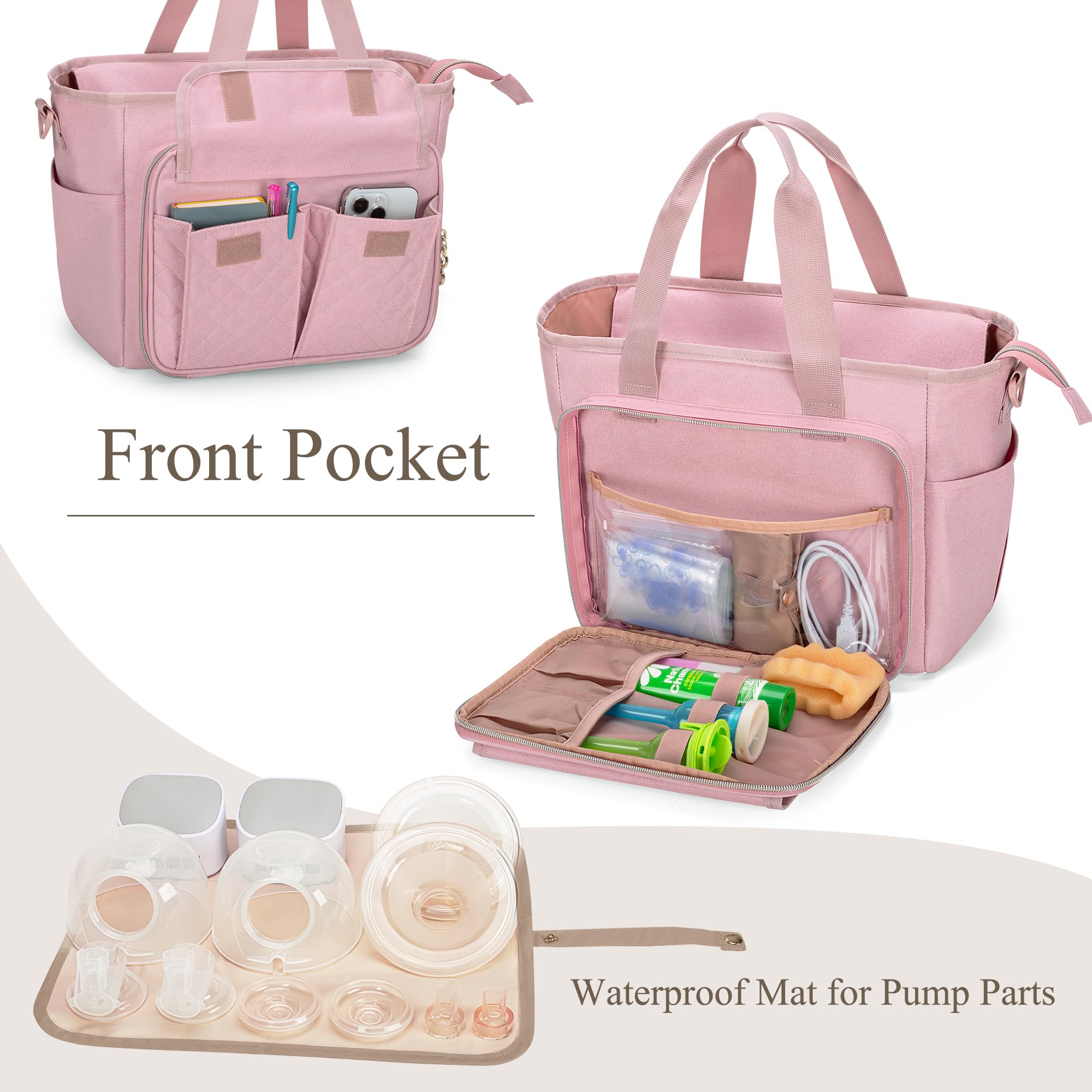LUXJA front PVC pouch and elastic bands secure bottles and accessories.