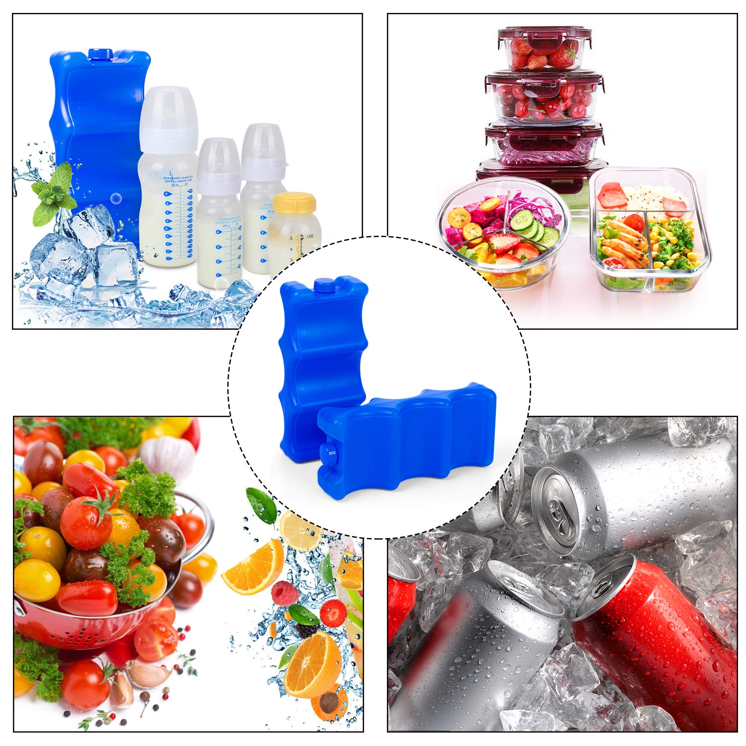 Luxja double-side contoured ice packs secure around bottles for even cooling.