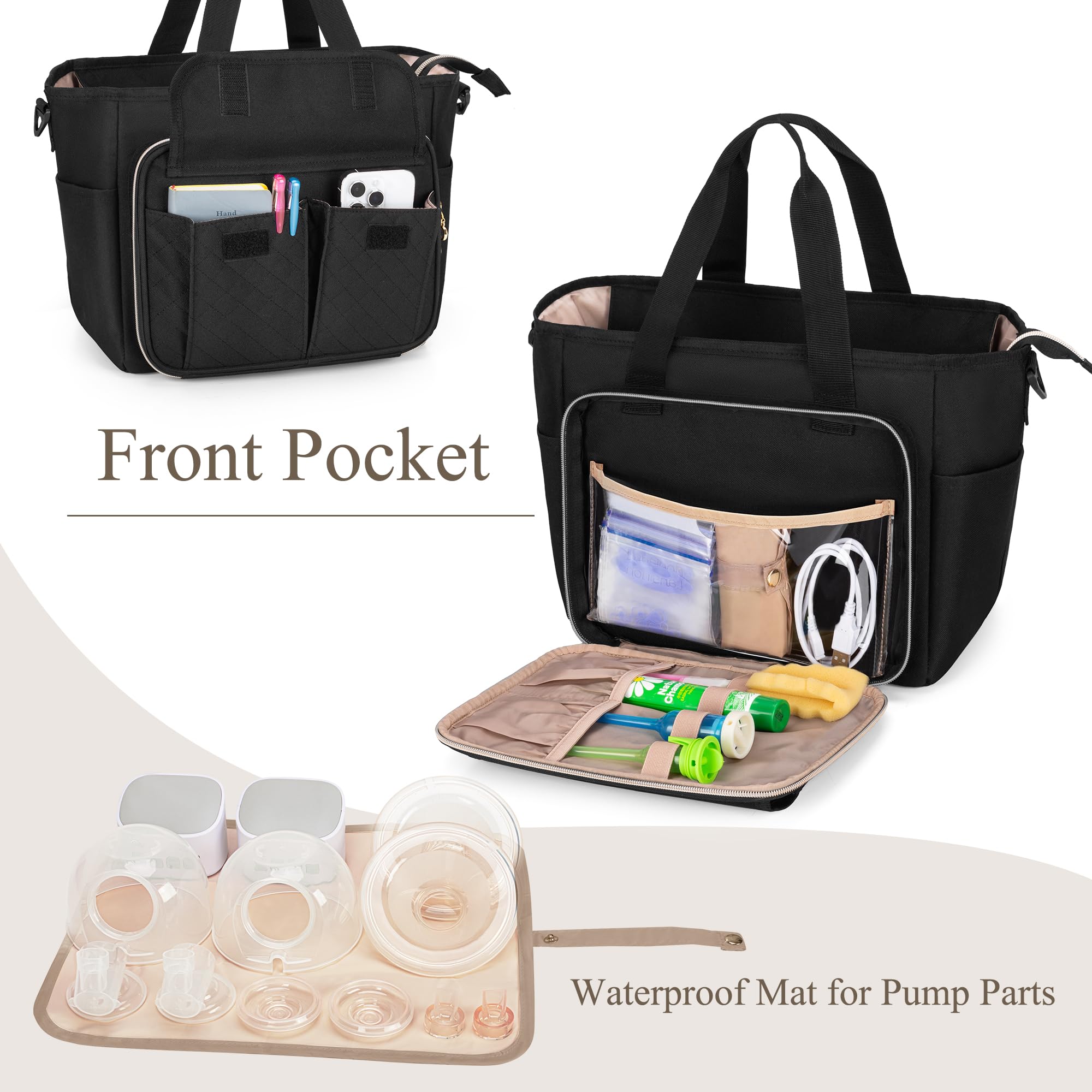 LUXJA pump bag front PVC pouch secures accessories neatly