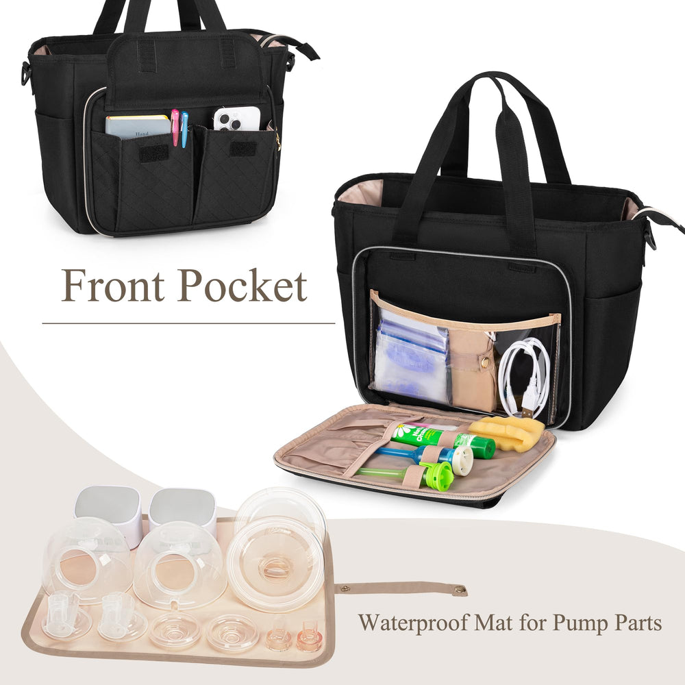 LUXJA pump bag front PVC pouch secures accessories neatly
