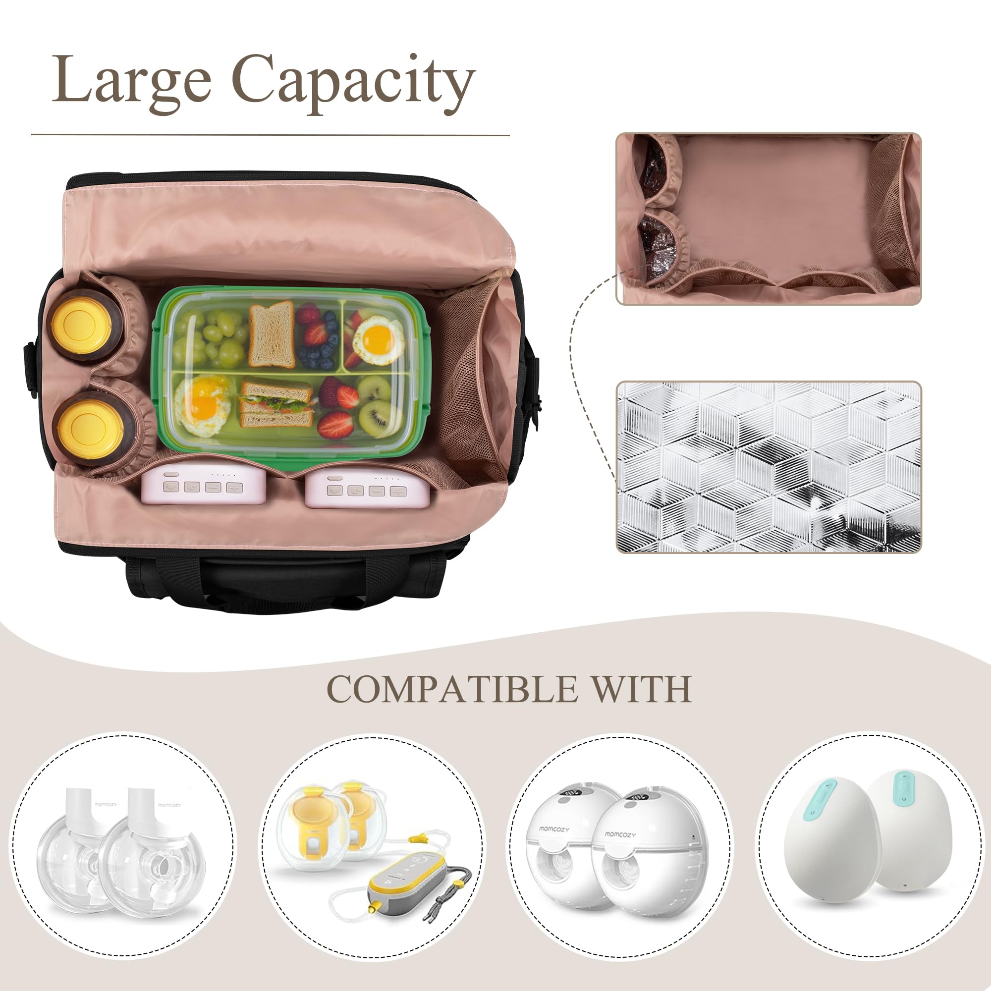 LUXJA pump bag insulated pockets keep bottles temp-safe on the go