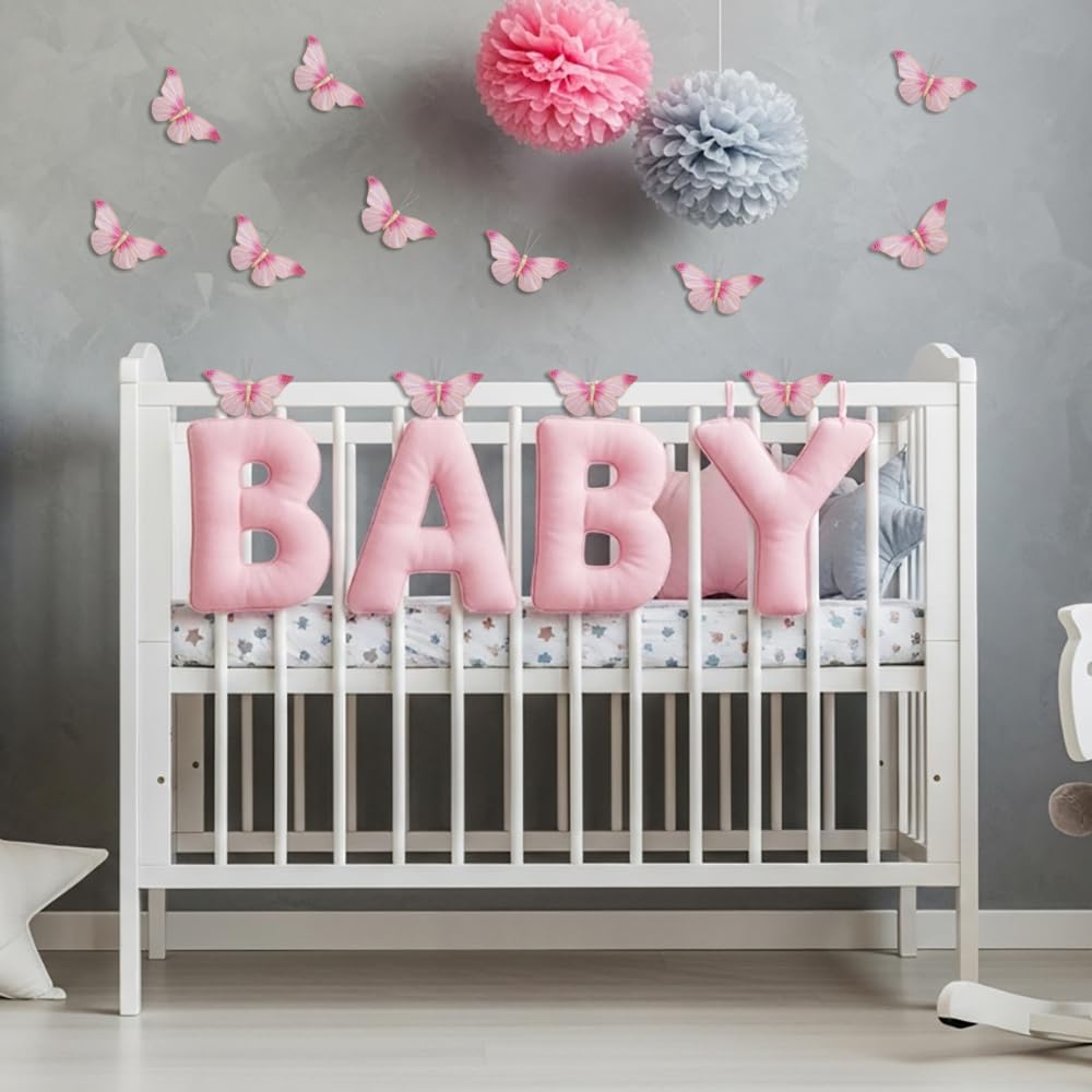 LUXLIBER pink real feather butterfly wall decor closeup highlighting craftsmanship