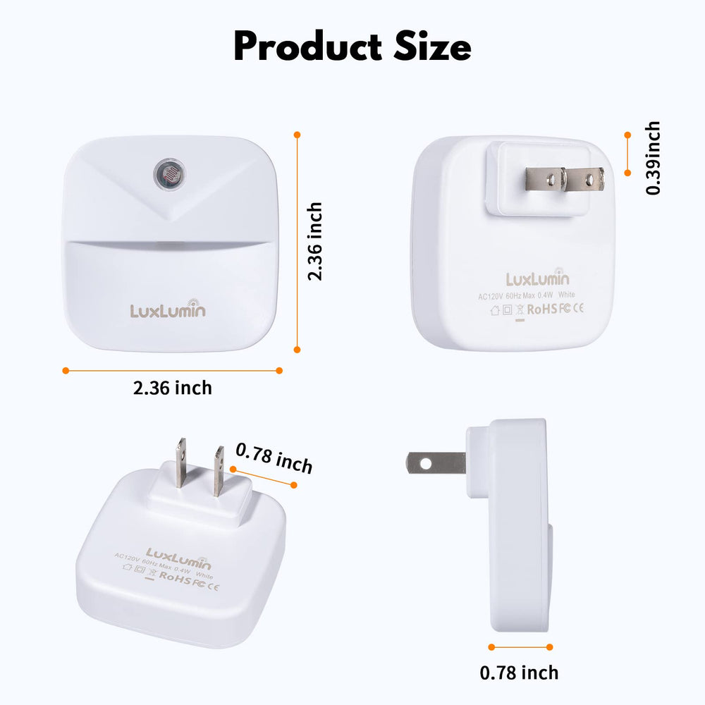 LuxLumin bathroom night light stays cool to touch with gentle glow.