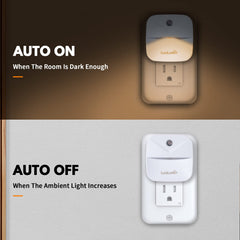 LuxLumin kids bedroom night light glows warm white for calm nighttime reading.