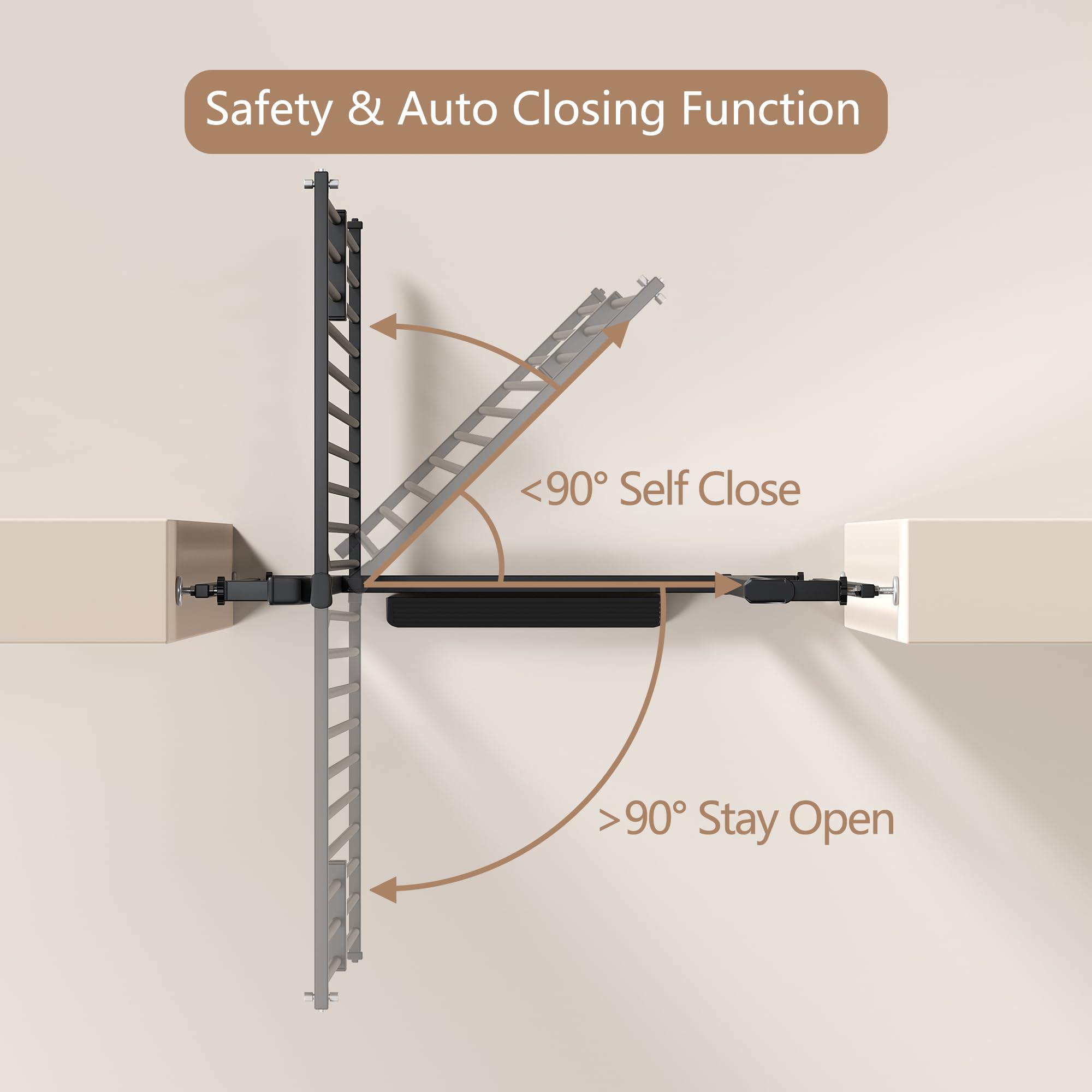 LuxTrsde no-drill pressure-mount kit enables quick, wall-friendly installation.