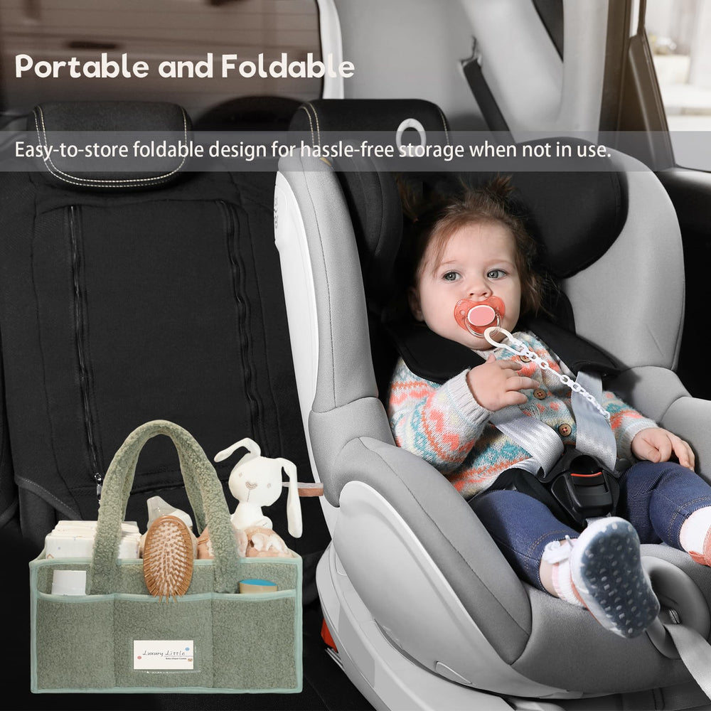 Luxury Little diaper caddy car organizer enables convenient diaper storage on trips.