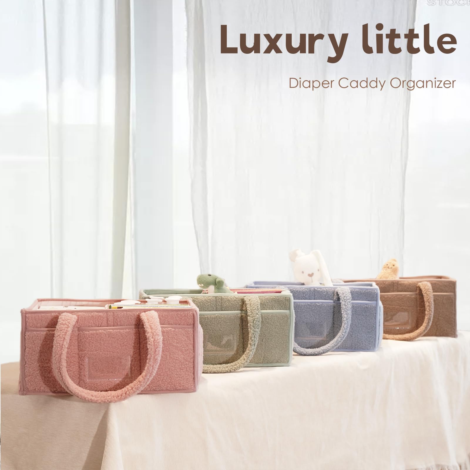 Luxury Little diaper caddy changing table use creates an organized diaper care station.
