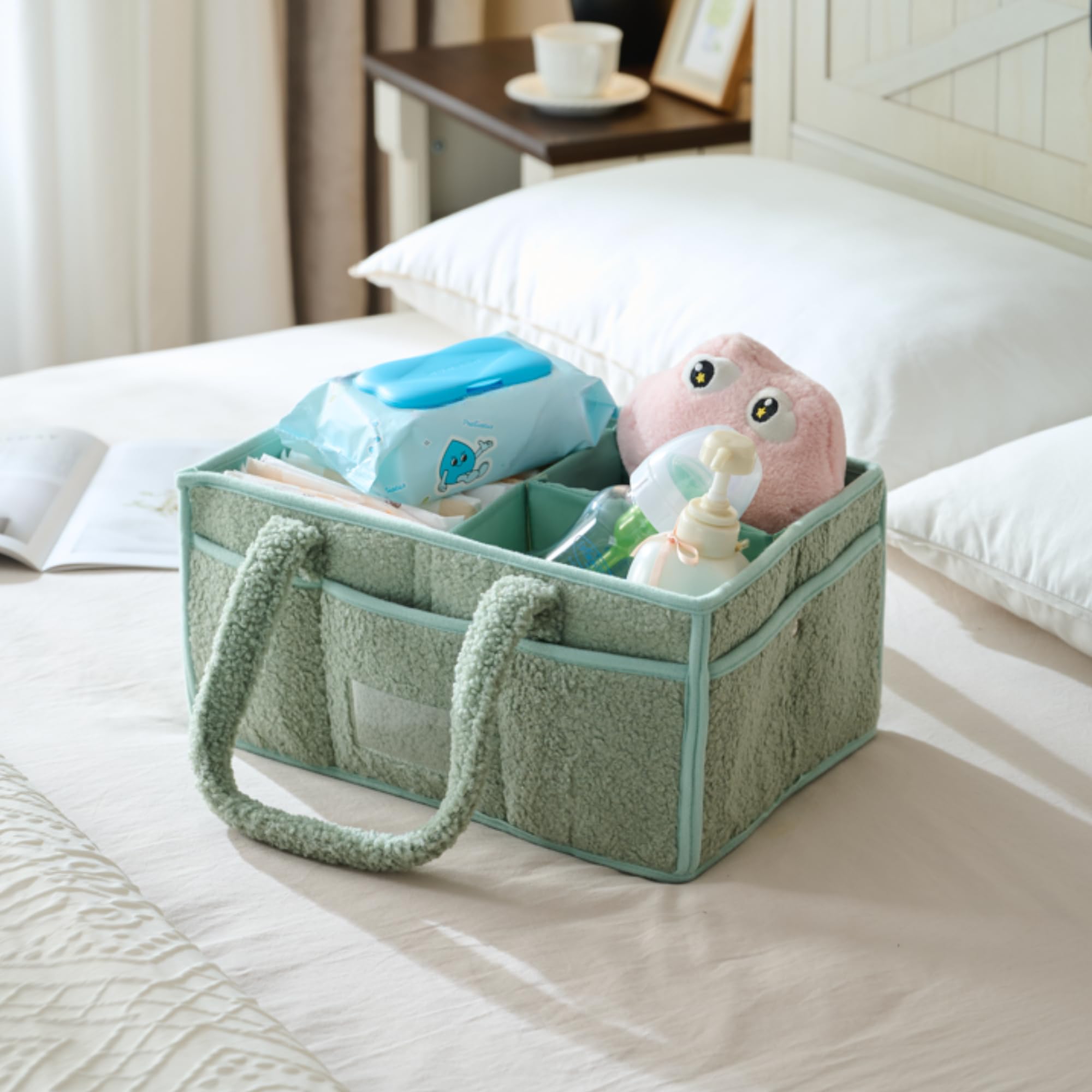 Luxury Little cotton rope design adds sturdy, stylish framing to nursery organization.