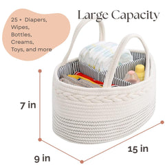 Luxury Little rope basket with extended handles ready for portable baby caddy use.