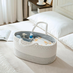 Luxury Little diaper caddy large side view shows a roomy main compartment for diapers and wipes.