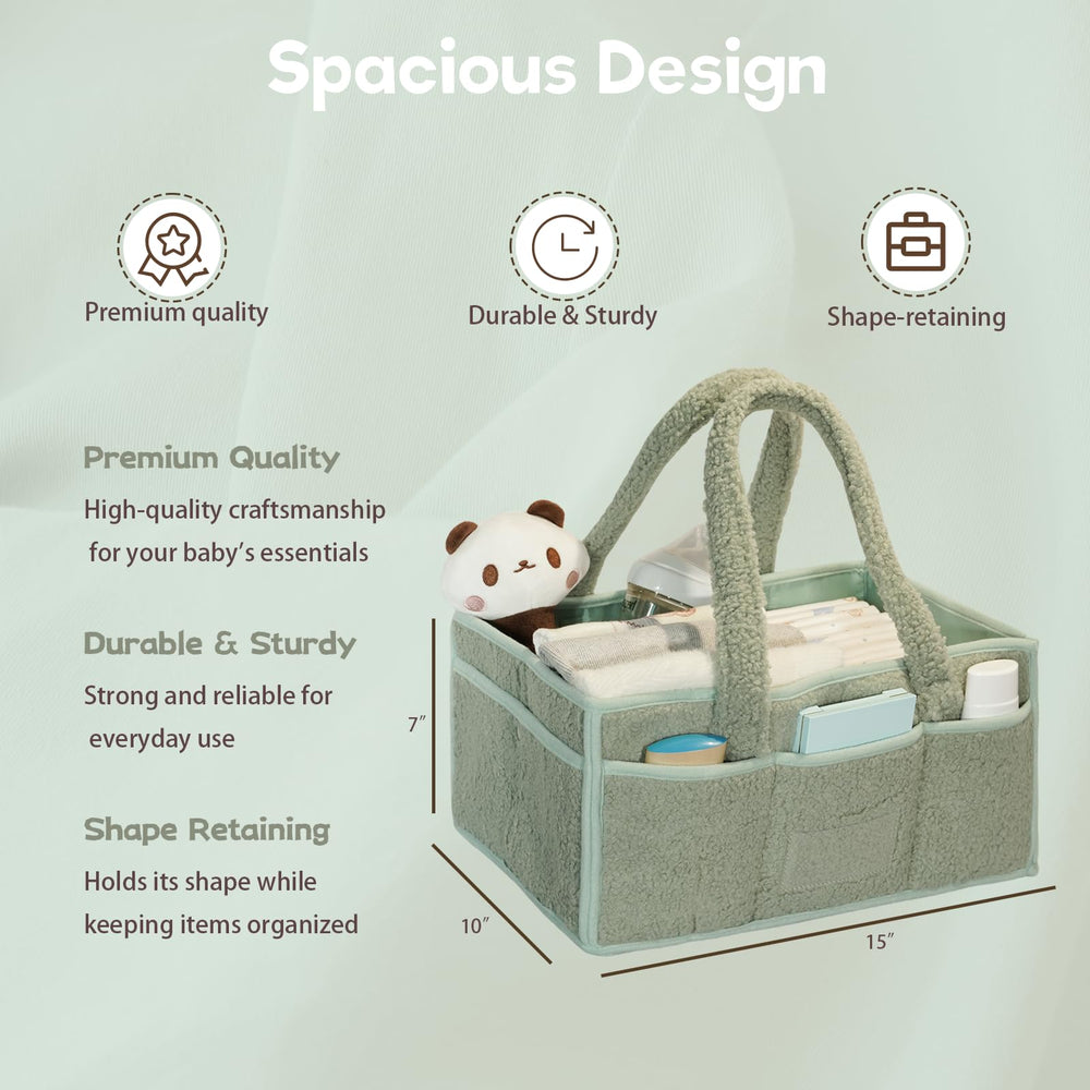 Luxury Little diaper caddy nursery organizer keeps baby essentials within reach during daily routines.