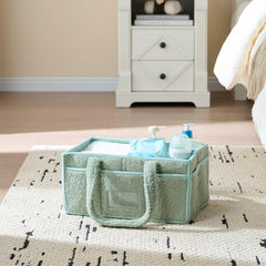 Luxury Little diaper caddy removable dividers let you customize diaper, wipes, and small supplies.